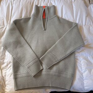 G/FORE Light Gray Knit Half-Zip Wool Sweater with Ribbed Trim